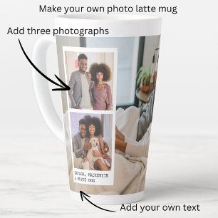 Tasse Latte Photos personnalisées et texte