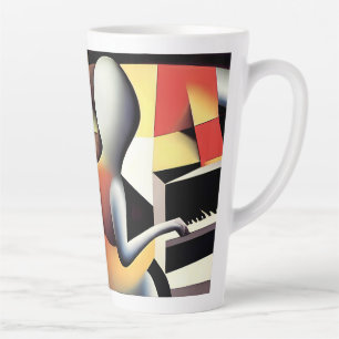 Tasse Latte Piano Player - Art aérographe