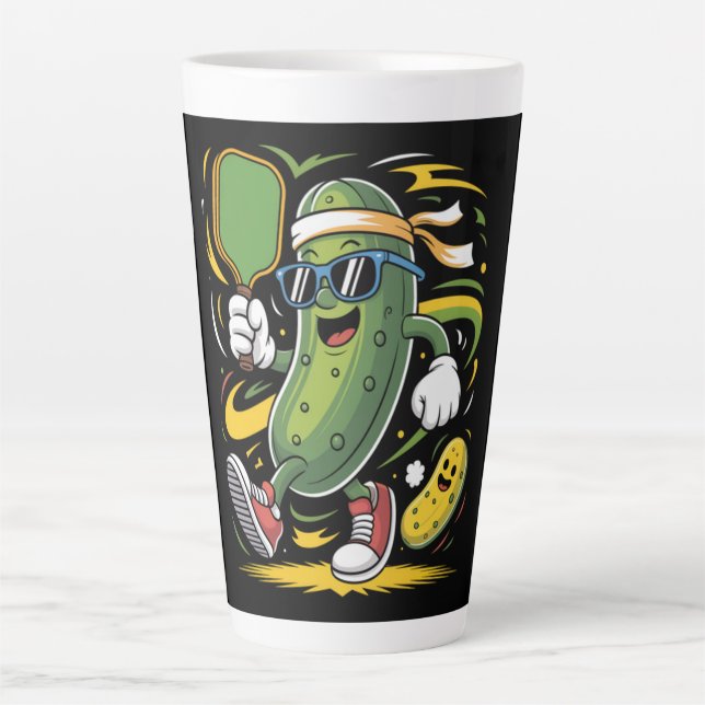 Tasse Latte Pickle Jouant au Pickleball (Devant)