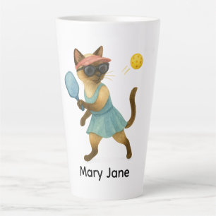 Tasse Latte Pickleball pour amoureux de les chats siamois