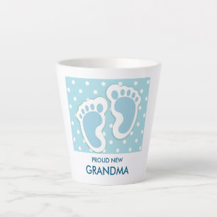 Tasse Latte Pieds Bébé Bleu Cute - Grand-mère Fière