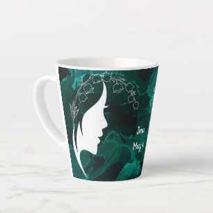 Tasse Latte Pierre de naissance et fleurs personnalisables M