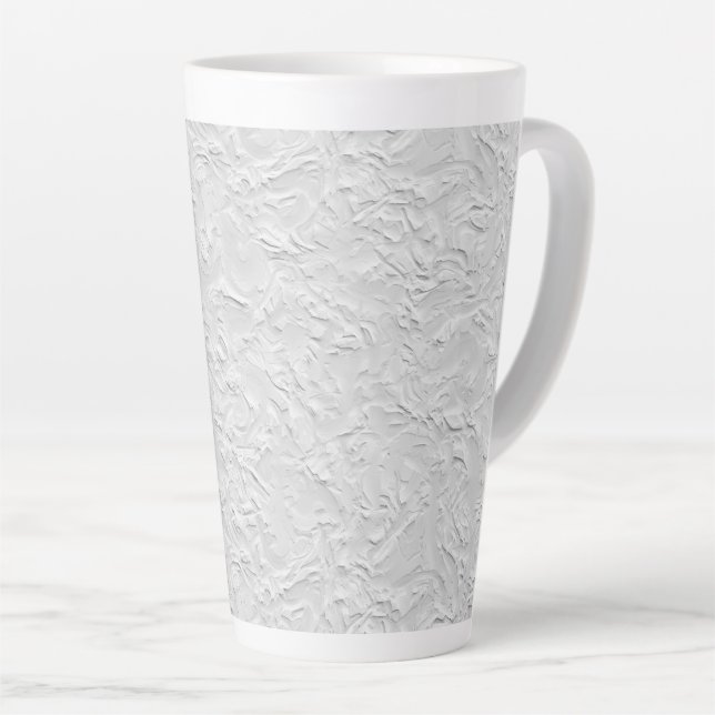 Tasse Latte Pierre texturée blanche, Art Abstrait monochrome (Angle droit)