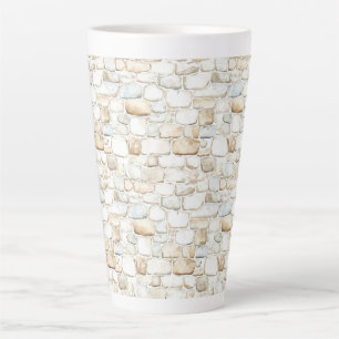 Tasse Latte Pierres Fausse Grises Blanc Crème
