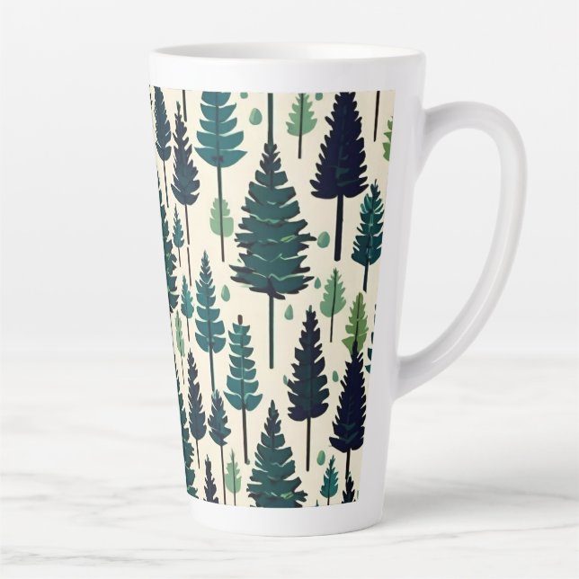 Tasse Latte Pine d'hiver conception arbre de Noël neige #4 (Droite)