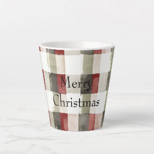 Tasse Latte Pine Vert ivoire Rouge rayures