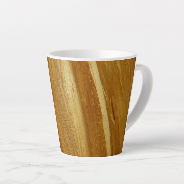 Tasse Latte Pine Wood II Faux Texture en bois (Angle droit)