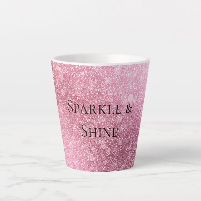 Tasse Latte Pink Glitzy Sparkle personnalisé (Devant)