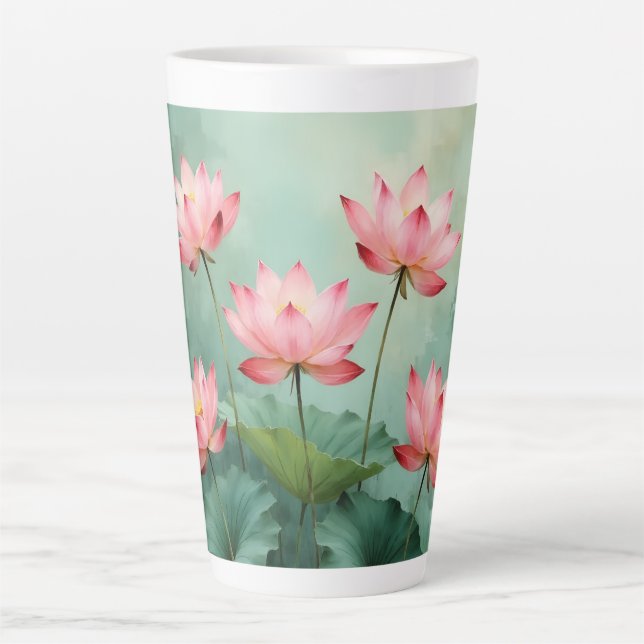 Tasse Latte Pink Lotus Artwork  (Devant)
