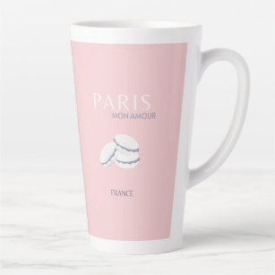 Tasse Latte Pink Paris Travel Art Pastel Preppy Macarons