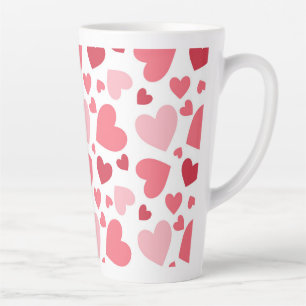 Tasse Latte Pink & Red Hearts Print Motif, Saint-Valentin