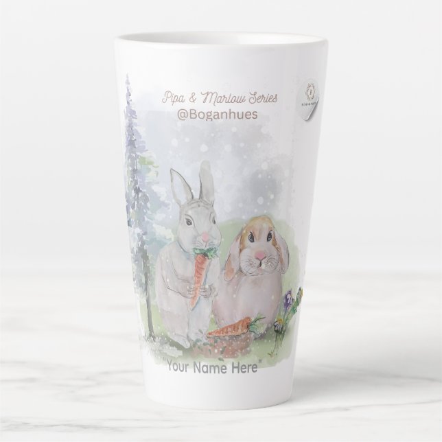 Tasse Latte "Pipa & Marlow" Boganhues Impression Bouteille d'E (Devant)