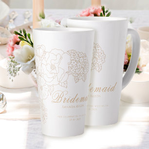 Tasse Latte Pivoines de demoiselle d'honneur romantiques blanc