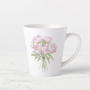 Tasse Latte Pivoines roses en céramique avec ruban