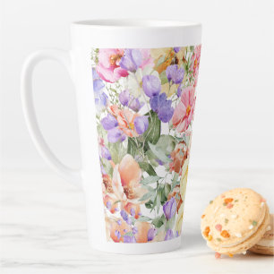 Tasse Latte PixDezines H2 Fleurs de jardin d'été DIY couleur