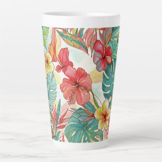 Tasse Latte PixDezines Retro Hyper H2 Hawaii Floral Foliage