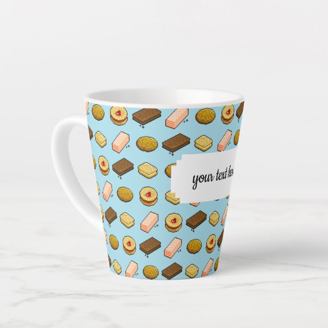 Tasse Latte Pixel Art savoureux Cookie Biscuit Motif (Angle gauche)