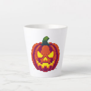Tasse Latte Pixel Halloween Citrouille