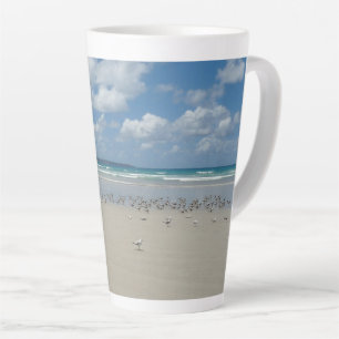 Tasse Latte Plage avec mouettes