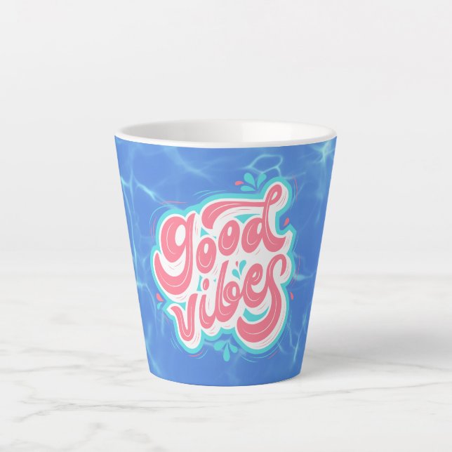 Tasse Latte Plage/piscine Good Vibes (Devant)