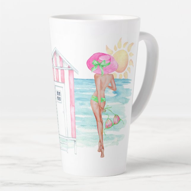 Tasse Latte Plage tropicale Baignade Beauté Latte Cup (Angle droit)