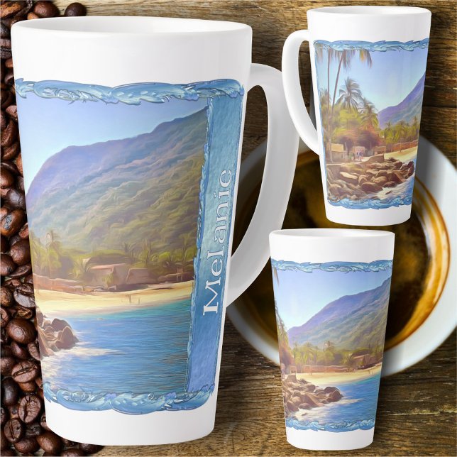 Tasse Latte Plage Yelapa 761 (Créateur téléchargé)