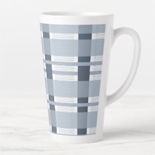 Tasse Latte Plaid bleu et bandes