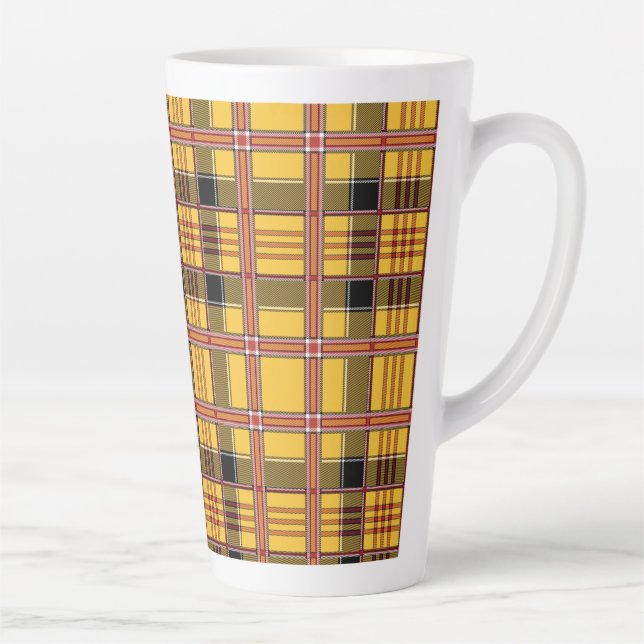 Tasse Latte Plaid Fabric Texture Brown (Droite)