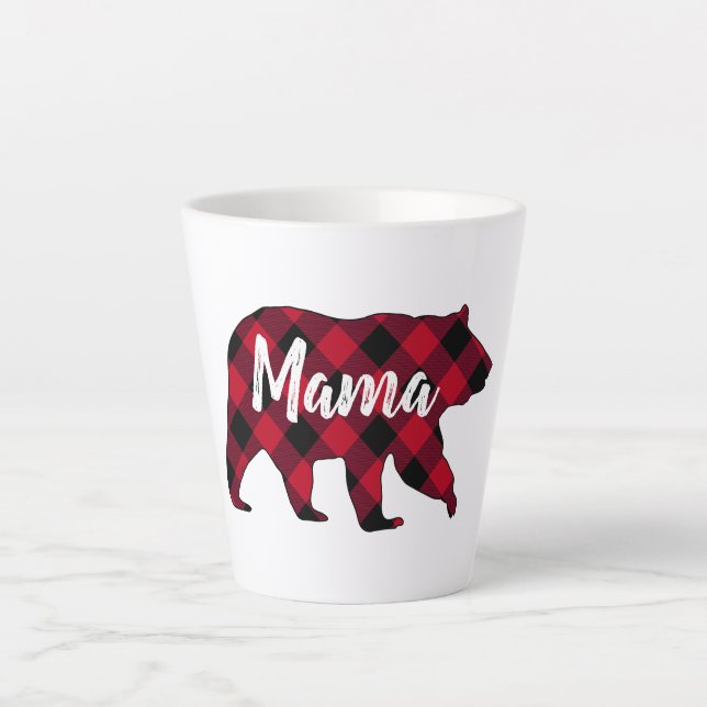 Tasse Latte Plaid Russe de Mama Bear Red Buffalo (Devant)