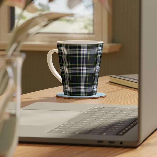Tasse Latte Plaid Rustic Tartan Clan Gordon Élégant (Elegant Plaid Clan Gordon Tartan Latte Mug)