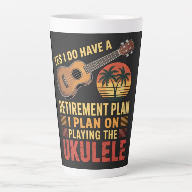 Tasse Latte Plan de retraite Ukulele Drôle (Devant)