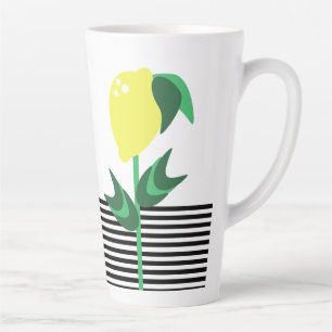 Tasse Latte Plante Citron Rayures Noires