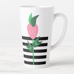 Tasse Latte Plante de fraise à rayures noires