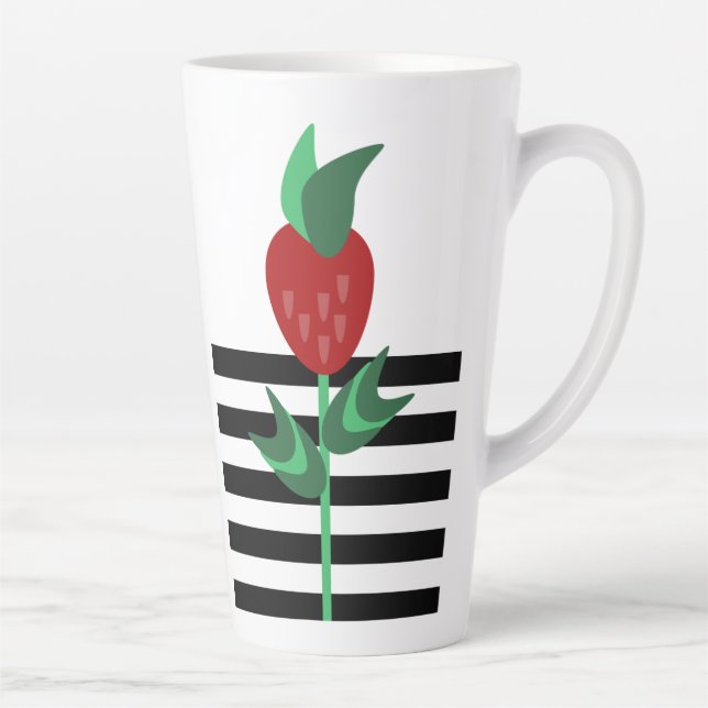 Tasse Latte Plante de fraise à rayures noires (Droite)
