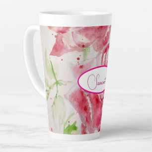 Tasse Latte Plaque de Motif de papier Rose Rose rouge