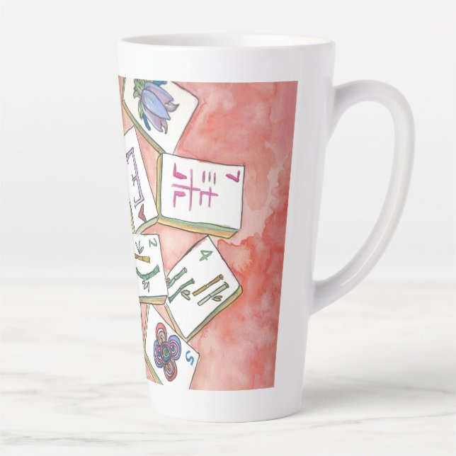 Tasse Latte plateau de carreaux rose (Droite)
