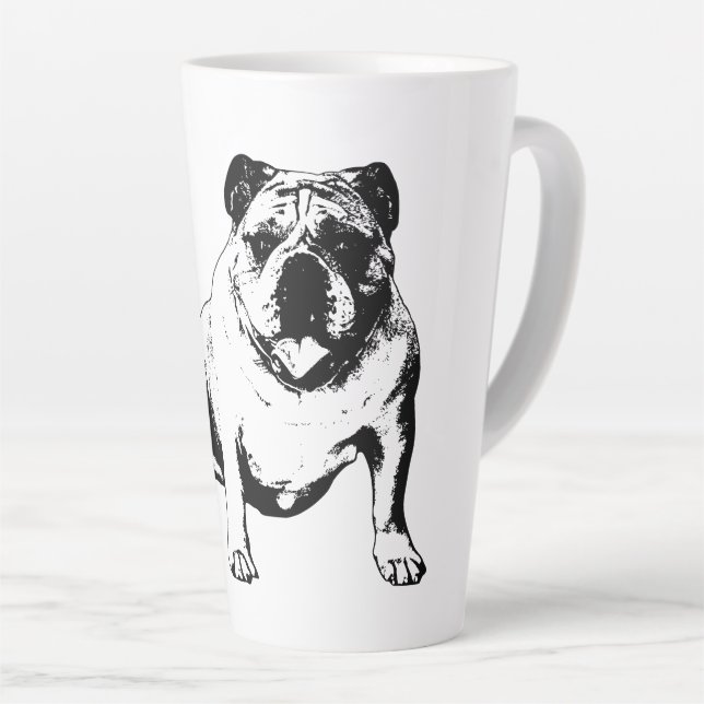 Tasse Latte Playful Bulldog Design (Angle droit)