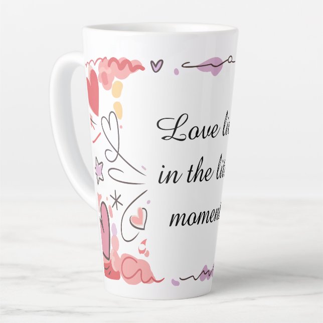 Tasse Latte Playful Love Doodle Illustration (Angle gauche)