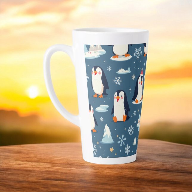 Tasse Latte Playful Penguin Pattern (Créateur téléchargé)