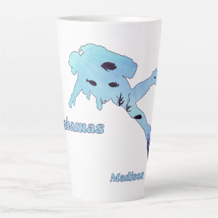 Tasse Latte Plongée en scaphandre avec nom et lieu personnalis