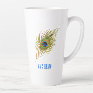Tasse Latte Plume de paon magnifique
