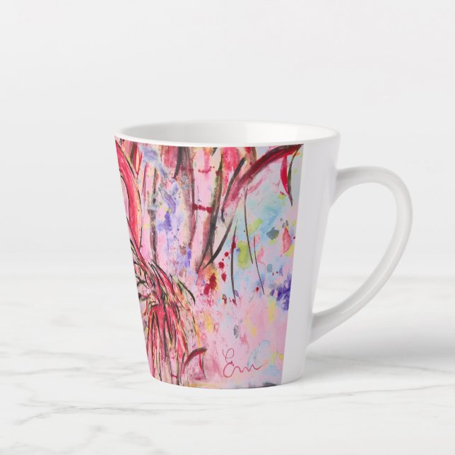 Tasse Latte Plumes au rose (Droite)