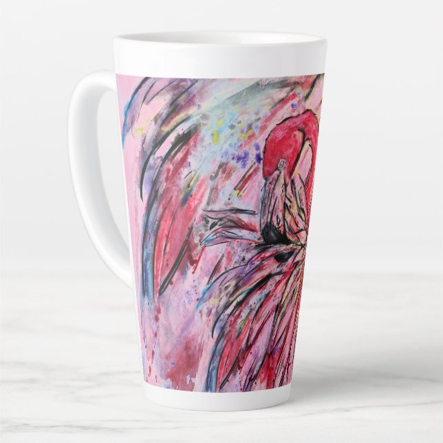 Tasse Latte Plumes au rose (Angle gauche)