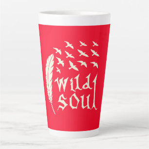 Tasse Latte Plumes d'âne sauvage Oiseau Design naturel