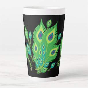 Tasse Latte Plumes de paon Oiseaux de paon Nature