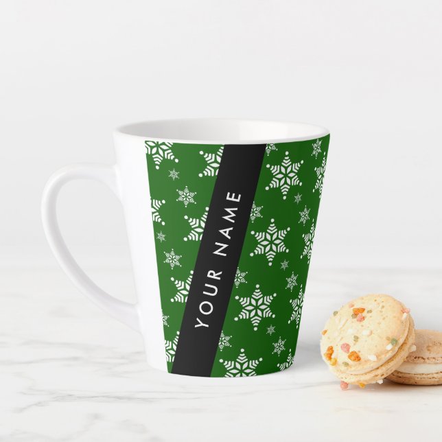 Tasse Latte Pneus blancs, Vert, Votre nom, Personnaliser (En situation)