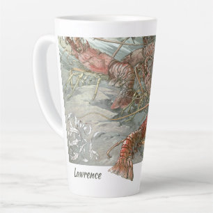 Tasse Latte Poche de homards dans l'océan, Art nouveau vintage