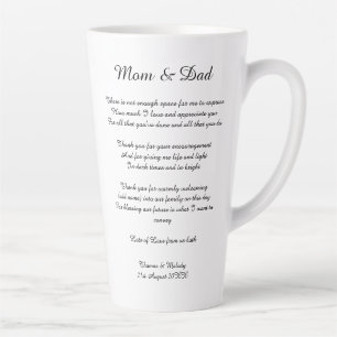 Tasse Latte Poem Parents Mariée Mariage Merci Cadeau