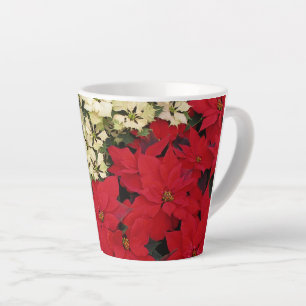 Tasse Latte Poinsettias blancs et rouges I Floral fête
