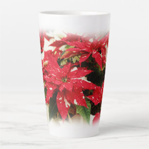 Tasse Latte Poinsettias Festive Rouge Blanc Floral